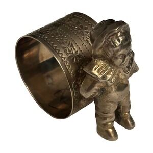 Vintage Figural Boy Heavily Embossed Napking Ring Victorian Replica Silver Plate